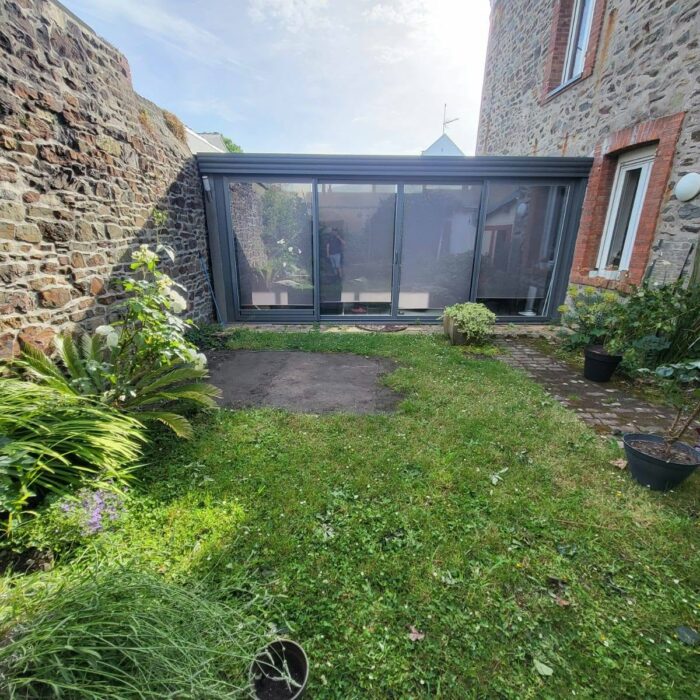 Terrasse en pavés de grès multicolore